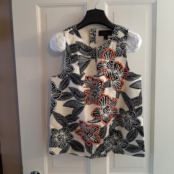 j. crew notched shell Polynesian floral vest tank - Picture 1 of 5